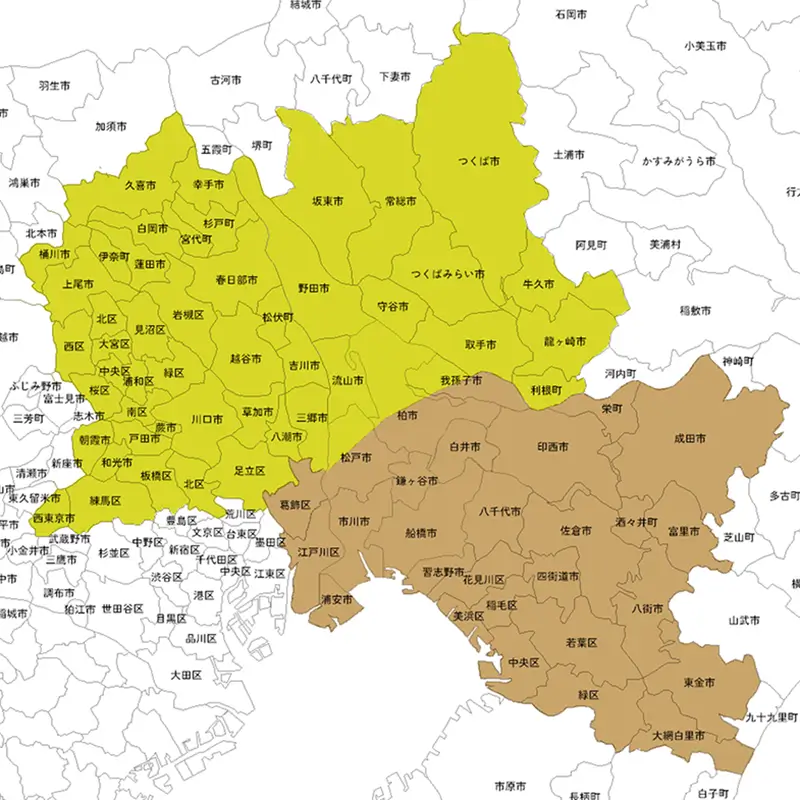 対応エリアマップ（八千代本店・柏展示場店）