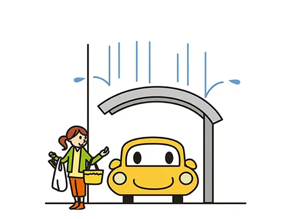 雨の日の乗り降りの悩みを表すアイコン