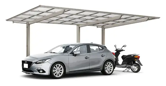 1台＋延長用カーポートの施工例