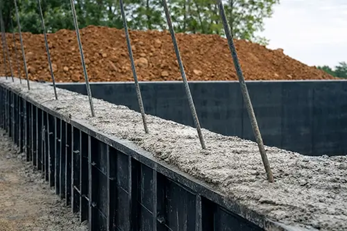 プール底面にコンクリートを流し込む工程3の様子