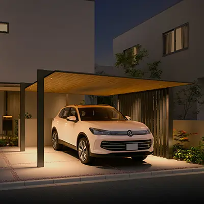 照明付きカーポートの施工例