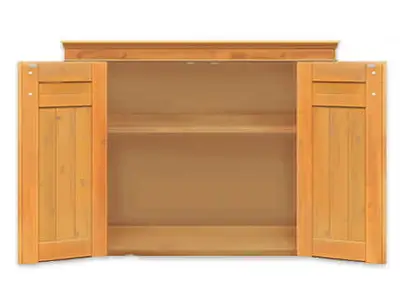 使いやすい両開き扉と棚を標準装備