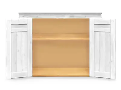 使いやすい両開き扉と棚を標準装備