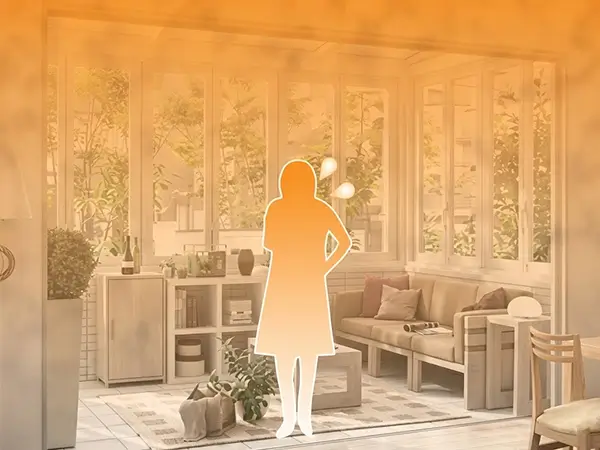夏場に高温になりやすいサンルームのイメージ