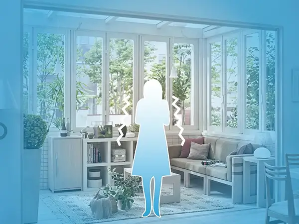 冬は寒さを感じやすいサンルームのイメージ